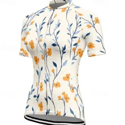 Women's Cycling Jersey Flower Short Sleeve Bike Tee Tshirt Jersey with 3 Rear Pockets Mountain Bike MTB Quick Dry Anatomic Design Wicking Breathable Sports Yellow Pink Blue Clothing Apparel