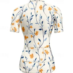 Women's Cycling Jersey Flower Short Sleeve Bike Tee Tshirt Jersey with 3 Rear Pockets Mountain Bike MTB Quick Dry Anatomic Design Wicking Breathable Sports Yellow Pink Blue Clothing Apparel