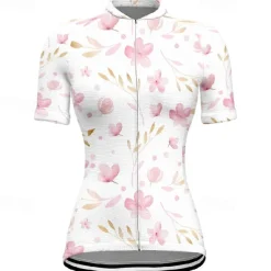 Women's Cycling Jersey Flower Short Sleeve Bike Tee Tshirt Jersey with 3 Rear Pockets Mountain Bike MTB Quick Dry Anatomic Design Wicking Breathable Sports Yellow Pink Blue Clothing Apparel