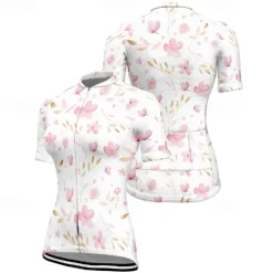 Women's Cycling Jersey Flower Short Sleeve Bike Tee Tshirt Jersey with 3 Rear Pockets Mountain Bike MTB Quick Dry Anatomic Design Wicking Breathable Sports Yellow Pink Blue Clothing Apparel