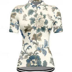 Women's Cycling Jersey Flower Short Sleeve Bike Tee Tshirt Jersey with 3 Rear Pockets Mountain Bike MTB Quick Dry Anatomic Design Wicking Breathable Sports Yellow Pink Blue Clothing Apparel