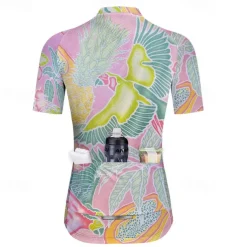Women's Cycling Jersey Floral Botanical Short Sleeve Bike Jersey Top with 3 Rear Pockets Mountain Bike MTB Road Bike Cycling Quick Dry Reflective Strips Back Pocket Moisture Wicking Sports Pink