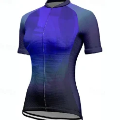 Women's Cycling Jersey Geometric Gradient Short Sleeve Bike Tee Tshirt Jersey with 3 Rear Pockets Mountain Bike MTB Quick Dry Anatomic Design Wicking Breathable Sports Blue Dark Green Purple Clothing