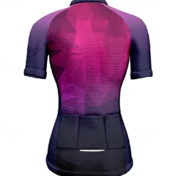 Women's Cycling Jersey Geometric Gradient Short Sleeve Bike Tee Tshirt Jersey with 3 Rear Pockets Mountain Bike MTB Quick Dry Anatomic Design Wicking Breathable Sports Blue Dark Green Purple Clothing