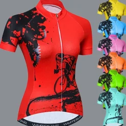 Women's Cycling Jersey Geometric Patterned Novelty Short Sleeve Bike Jersey Top with 3 Rear Pockets Mountain Bike MTB Road Bike Cycling UV Resistant Quick Dry Back Pocket Sweat-Wicking Sports Light