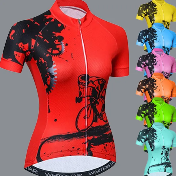 Women's Cycling Jersey Geometric Patterned Novelty Short Sleeve Bike Jersey Top with 3 Rear Pockets Mountain Bike MTB Road Bike Cycling UV Resistant Quick Dry Back Pocket Sweat-Wicking Sports Light