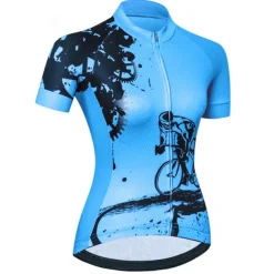 Women's Cycling Jersey Geometric Patterned Novelty Short Sleeve Bike Jersey Top with 3 Rear Pockets Mountain Bike MTB Road Bike Cycling UV Resistant Quick Dry Back Pocket Sweat-Wicking Sports Light