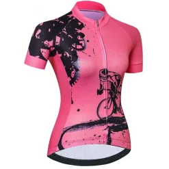 Women's Cycling Jersey Geometric Patterned Novelty Short Sleeve Bike Jersey Top with 3 Rear Pockets Mountain Bike MTB Road Bike Cycling UV Resistant Quick Dry Back Pocket Sweat-Wicking Sports Light