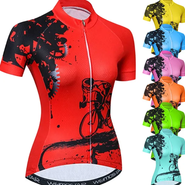 Women's Cycling Jersey Geometric Patterned Novelty Short Sleeve Bike Jersey Top with 3 Rear Pockets Mountain Bike MTB Road Bike Cycling UV Resistant Quick Dry Back Pocket Sweat-Wicking Sports Light