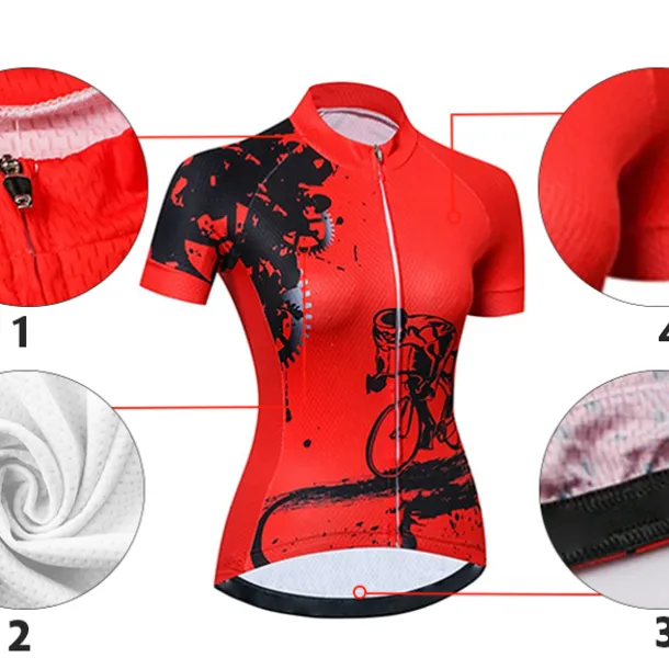 Women's Cycling Jersey Geometric Patterned Novelty Short Sleeve Bike Jersey Top with 3 Rear Pockets Mountain Bike MTB Road Bike Cycling UV Resistant Quick Dry Back Pocket Sweat-Wicking Sports Light