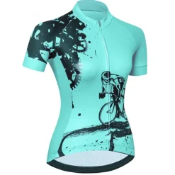 Women's Cycling Jersey Geometric Patterned Novelty Short Sleeve Bike Jersey Top with 3 Rear Pockets Mountain Bike MTB Road Bike Cycling UV Resistant Quick Dry Back Pocket Sweat-Wicking Sports Light