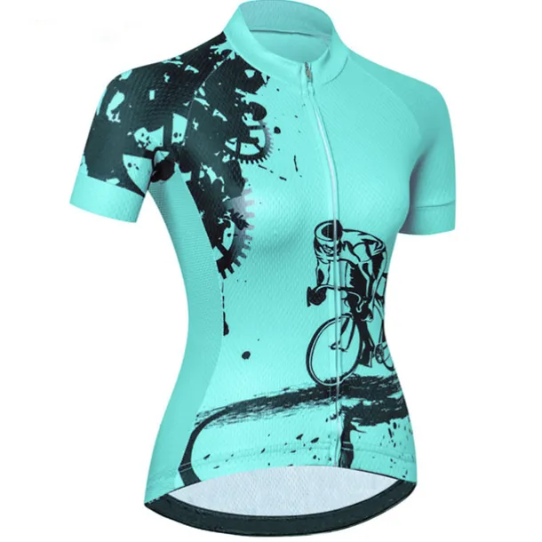 Women's Cycling Jersey Geometric Patterned Novelty Short Sleeve Bike Jersey Top with 3 Rear Pockets Mountain Bike MTB Road Bike Cycling UV Resistant Quick Dry Back Pocket Sweat-Wicking Sports Light
