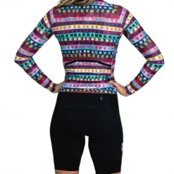 Women's Cycling Jersey Geometric Geometry Funny Long Sleeve Bike Jersey Top with 3 Rear Pockets Mountain Bike MTB Road Bike Cycling Quick Dry Reflective Strips Back Pocket Moisture Wicking Sports