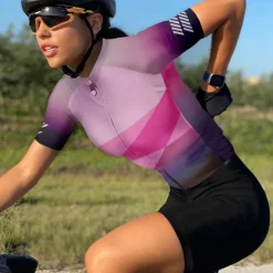 Women's Cycling Jersey Geometric Short Sleeve Bike Jersey Top with 3 Rear Pockets Mountain Bike MTB Road Bike Cycling Quick Dry Reflective Strips Back Pocket Moisture Wicking Sports Yellow Pink Red