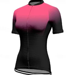 Women's Cycling Jersey Gradient Short Sleeve Bike Tee Tshirt Jersey with 3 Rear Pockets Mountain Bike MTB Quick Dry Anatomic Design Wicking Breathable Sports Yellow Pink Red Clothing Apparel
