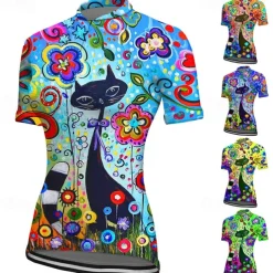 Women's Cycling Jersey Graphic Short Sleeve Bike Jersey Top with 3 Rear Pockets Mountain Bike MTB Road Bike Cycling Quick Dry Reflective Strips Back Pocket Moisture Wicking Sports Yellow Blue Orange