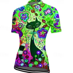 Women's Cycling Jersey Graphic Short Sleeve Bike Jersey Top with 3 Rear Pockets Mountain Bike MTB Road Bike Cycling Quick Dry Reflective Strips Back Pocket Moisture Wicking Sports Yellow Blue Orange