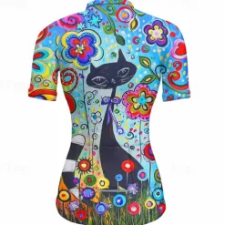 Women's Cycling Jersey Graphic Short Sleeve Bike Jersey Top with 3 Rear Pockets Mountain Bike MTB Road Bike Cycling Quick Dry Reflective Strips Back Pocket Moisture Wicking Sports Yellow Blue Orange