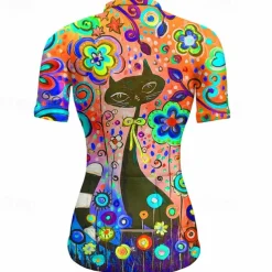 Women's Cycling Jersey Graphic Short Sleeve Bike Jersey Top with 3 Rear Pockets Mountain Bike MTB Road Bike Cycling Quick Dry Reflective Strips Back Pocket Moisture Wicking Sports Yellow Blue Orange