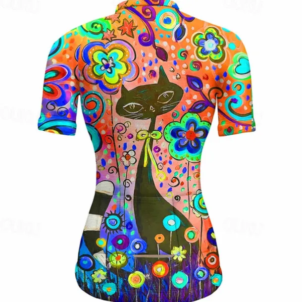 Women's Cycling Jersey Graphic Short Sleeve Bike Jersey Top with 3 Rear Pockets Mountain Bike MTB Road Bike Cycling Quick Dry Reflective Strips Back Pocket Moisture Wicking Sports Yellow Blue Orange