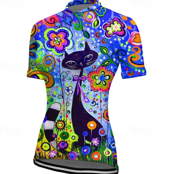 Women's Cycling Jersey Graphic Short Sleeve Bike Jersey Top with 3 Rear Pockets Mountain Bike MTB Road Bike Cycling Quick Dry Reflective Strips Back Pocket Moisture Wicking Sports Yellow Blue Orange