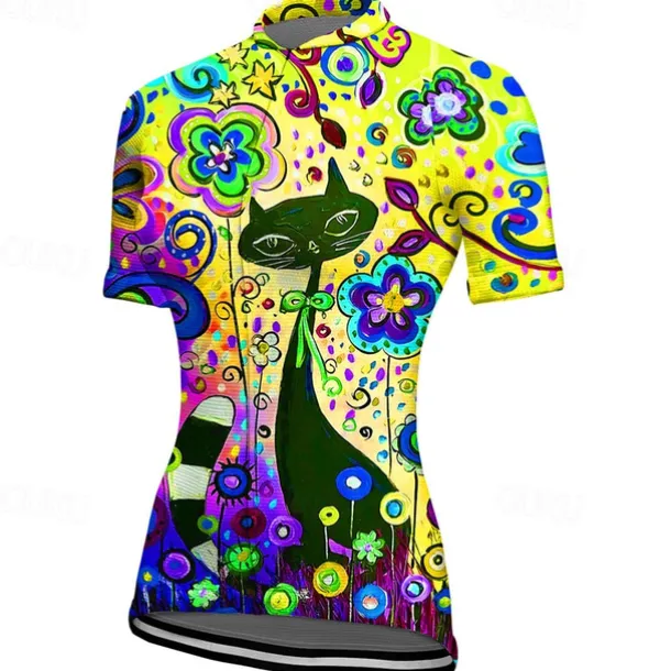 Women's Cycling Jersey Graphic Short Sleeve Bike Jersey Top with 3 Rear Pockets Mountain Bike MTB Road Bike Cycling Quick Dry Reflective Strips Back Pocket Moisture Wicking Sports Yellow Blue Orange