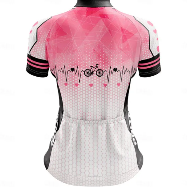 Women's Cycling Jersey Gradient Curve Short Sleeve Bike Jersey Top with 3 Rear Pockets Mountain Bike MTB Road Bike Cycling Quick Dry Reflective Strips Back Pocket Moisture Wicking Sports Black Pink