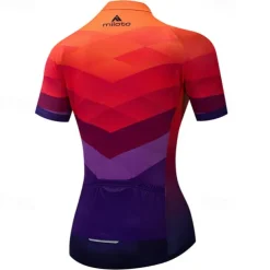 Women's Cycling Jersey Gradient Geometic Short Sleeve Bike Jersey with 3 Rear Pockets Mountain Bike MTB Quick Dry Anatomic Design Wicking Breathable Sports Blue Purple Orange Clothing Apparel