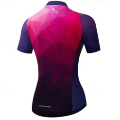 Women's Cycling Jersey Gradient Geometic Short Sleeve Bike Jersey with 3 Rear Pockets Mountain Bike MTB Quick Dry Anatomic Design Wicking Breathable Sports Blue Purple Orange Clothing Apparel