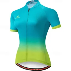 Women's Cycling Jersey Gradient Geometic Short Sleeve Bike Jersey with 3 Rear Pockets Mountain Bike MTB Quick Dry Anatomic Design Wicking Breathable Sports Blue Purple Orange Clothing Apparel