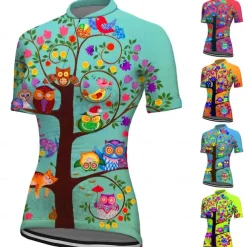 Women's Cycling Jersey Graphic Plants Short Sleeve Bike Jersey Top with 3 Rear Pockets Mountain Bike MTB Road Bike Cycling Quick Dry Reflective Strips Back Pocket Moisture Wicking Sports Red Blue