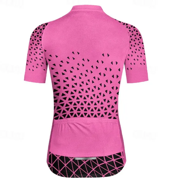 Women's Cycling Jersey Graphic Geometic Short Sleeve Bike Jersey Top with 3 Rear Pockets Mountain Bike MTB Road Bike Cycling Quick Dry Reflective Strips Back Pocket Moisture Wicking Sports Violet