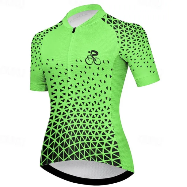 Women's Cycling Jersey Graphic Geometic Short Sleeve Bike Jersey Top with 3 Rear Pockets Mountain Bike MTB Road Bike Cycling Quick Dry Reflective Strips Back Pocket Moisture Wicking Sports Violet