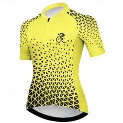 Women's Cycling Jersey Graphic Geometic Short Sleeve Bike Jersey Top with 3 Rear Pockets Mountain Bike MTB Road Bike Cycling Quick Dry Reflective Strips Back Pocket Moisture Wicking Sports Violet