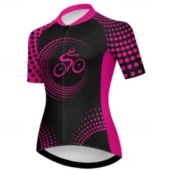 Women's Cycling Jersey Graphic Geometic Funny Short Sleeve Bike Jersey Top with 3 Rear Pockets Mountain Bike MTB Road Bike Cycling Quick Dry Reflective Strips Back Pocket Moisture Wicking Sports