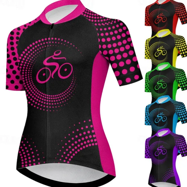 Women's Cycling Jersey Graphic Geometic Funny Short Sleeve Bike Jersey Top with 3 Rear Pockets Mountain Bike MTB Road Bike Cycling Quick Dry Reflective Strips Back Pocket Moisture Wicking Sports