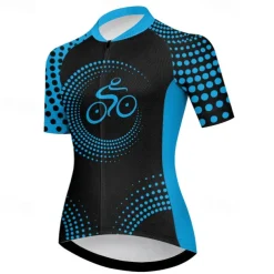 Women's Cycling Jersey Graphic Geometic Funny Short Sleeve Bike Jersey Top with 3 Rear Pockets Mountain Bike MTB Road Bike Cycling Quick Dry Reflective Strips Back Pocket Moisture Wicking Sports