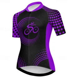 Women's Cycling Jersey Graphic Geometic Funny Short Sleeve Bike Jersey Top with 3 Rear Pockets Mountain Bike MTB Road Bike Cycling Quick Dry Reflective Strips Back Pocket Moisture Wicking Sports