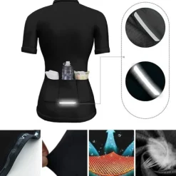 Women's Cycling Jersey Graphic Funny Short Sleeve Bike Jersey Top with 3 Rear Pockets Mountain Bike MTB Road Bike Cycling Quick Dry Reflective Strips Back Pocket Moisture Wicking Sports Black White
