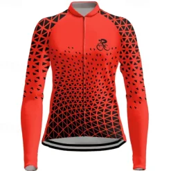 Women's Cycling Jersey Graphic Long Sleeve Bike Top with 3 Rear Pockets Mountain Bike MTB Road Bike Cycling Fleece Lining Reflective Strips Back Pocket Moisture Wicking Sports Violet Yellow Pink