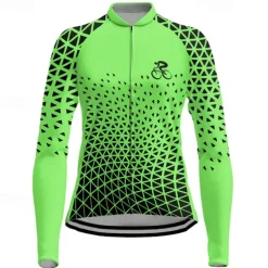 Women's Cycling Jersey Graphic Long Sleeve Bike Top with 3 Rear Pockets Mountain Bike MTB Road Bike Cycling Fleece Lining Reflective Strips Back Pocket Moisture Wicking Sports Violet Yellow Pink