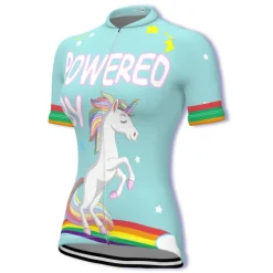 Women's Cycling Jersey Graphic Rainbow Unicorn Short Sleeve Bike Jersey Top with 3 Rear Pockets Mountain Bike MTB Road Bike Cycling Fast Dry Quick Dry Soft Reflective Strips Sports Rose Red + Black
