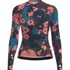 Women's Cycling Jersey Gradient Floral Botanical Long Sleeve Bike Jersey Top with 3 Rear Pockets Mountain Bike MTB Road Bike Cycling Quick Dry Reflective Strips Back Pocket Moisture Wicking Sports