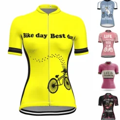 Women's Cycling Jersey Graphic Funny Short Sleeve Bike Jersey Top with 3 Rear Pockets Mountain Bike MTB Road Bike Cycling Quick Dry Reflective Strips Back Pocket Moisture Wicking Sports White+Pink