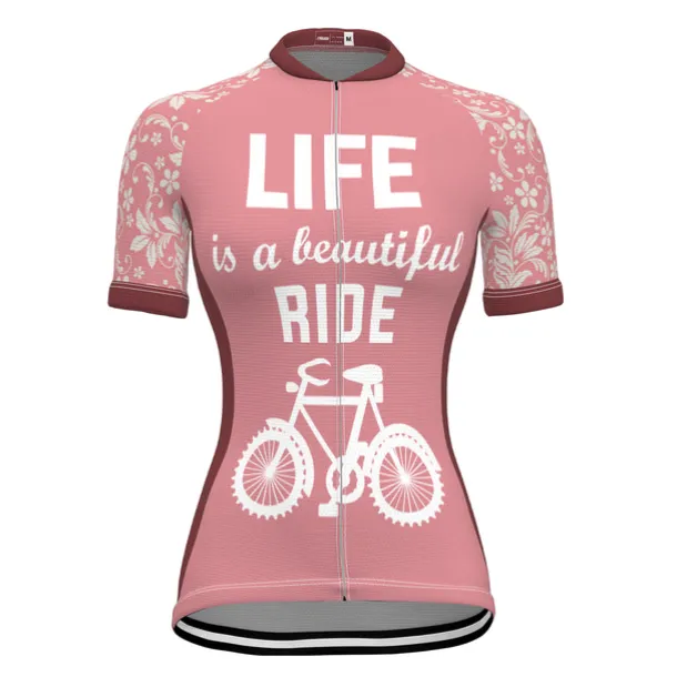 Women's Cycling Jersey Graphic Funny Short Sleeve Bike Jersey Top with 3 Rear Pockets Mountain Bike MTB Road Bike Cycling Quick Dry Reflective Strips Back Pocket Moisture Wicking Sports White+Pink