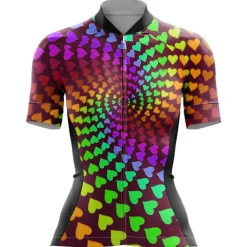 Women's Cycling Jersey Heart 3D Funny Short Sleeve Bike Jersey Top with 3 Rear Pockets Mountain Bike MTB Road Bike Cycling Quick Dry Reflective Strips Back Pocket Moisture Wicking Sports Yellow