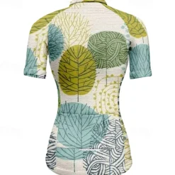 Women's Cycling Jersey Leaf Short Sleeve Bike Tee Tshirt Top with 3 Rear Pockets Mountain Bike MTB Road Bike Cycling Quick Dry Front Zipper Wicking Sports Khaki Clothing Apparel