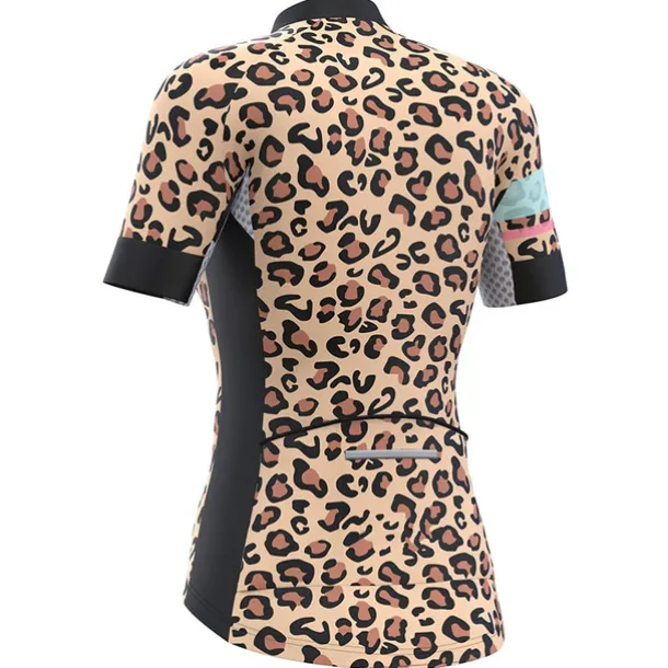 Women's Cycling Jersey Leopard Short Sleeve Bike Jersey Top with 3 Rear Pockets Mountain Bike MTB Road Bike Cycling Quick Dry Reflective Strips Back Pocket Moisture Wicking Sports Blue Brown Green