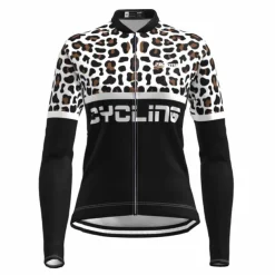Women's Cycling Jersey Leopard Funny Long Sleeve Bike Jersey Top with 3 Rear Pockets Mountain Bike MTB Road Bike Cycling Quick Dry Reflective Strips Back Pocket Moisture Wicking Sports Black Yellow