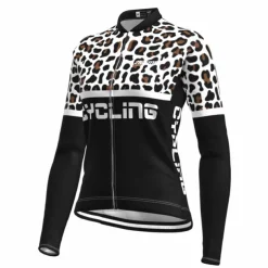 Women's Cycling Jersey Leopard Funny Long Sleeve Bike Jersey Top with 3 Rear Pockets Mountain Bike MTB Road Bike Cycling Quick Dry Reflective Strips Back Pocket Moisture Wicking Sports Black Yellow